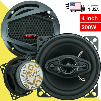 Gravity  4'' 4-WAY CAR AUDIO COAXIAL SPEAKERS (PAIR) 400W MAX