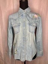 vintage Gap true y2k floral embroidered button down denim jacket NWT / deadstock
