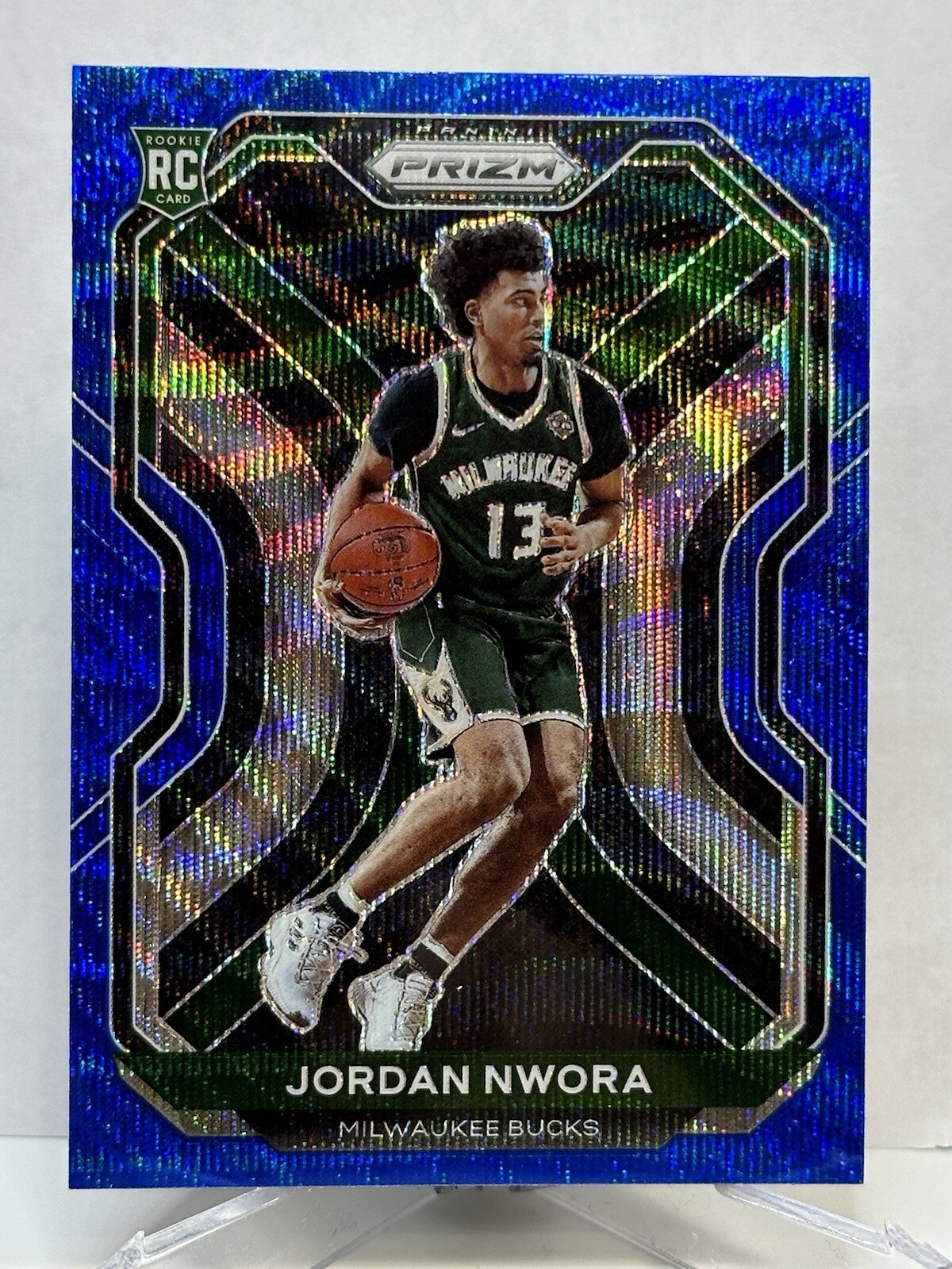 JORDAN NWORA 2020-21 Panini Prizm #273 BLUE WAVE PRIZM ROOKIE RC BUCKS