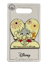 Disney Parks Pin Mickey Mouse & Minnie Heart "My Happy Place Is With You" Castle