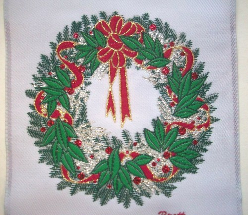 9 Embroidered Christmas wreaths metallic thread patches trim embellishment - 第 1/4 張圖片