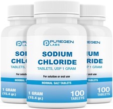 Puregen Sodium Chloride Tablets Normal Salt 1 GM 1000 mg 100 Tablets Pack of 3