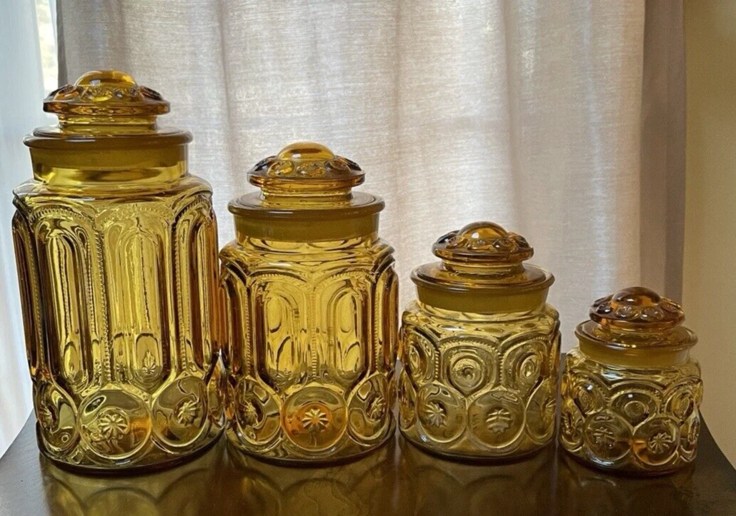 Star Canister Set In L.E. Smith 40s, 50s, 60s Glassware for sale