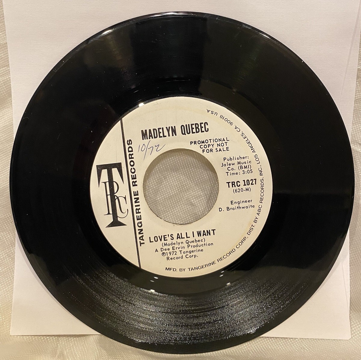 Madelyn Quebec - Love's All I Want - white label promo, DJ copy