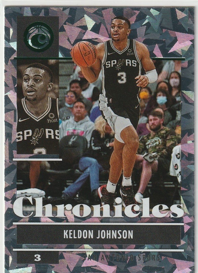 2021-22 Panini Chronicles #27 Keldon Johnson Green Cracked Ice