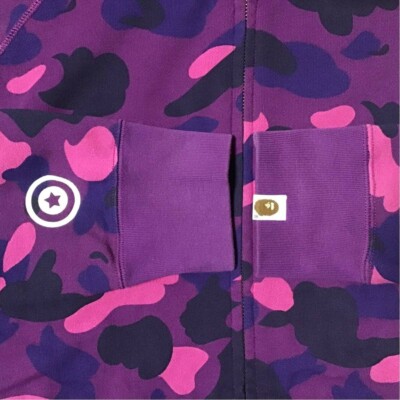 BAPE Shark full zip hoodie Purple camo a bathing ape PONR Size L