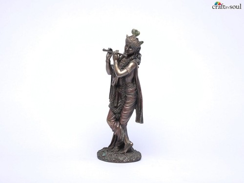Krishna With Flute Figurine Hindu Cultured Home Temple Decor Statue Sculpture - Picture 7 of 7