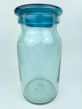 Vintage Blenko MCM Blue Round Art Glass 9.5" Jar Canister w/ Lid