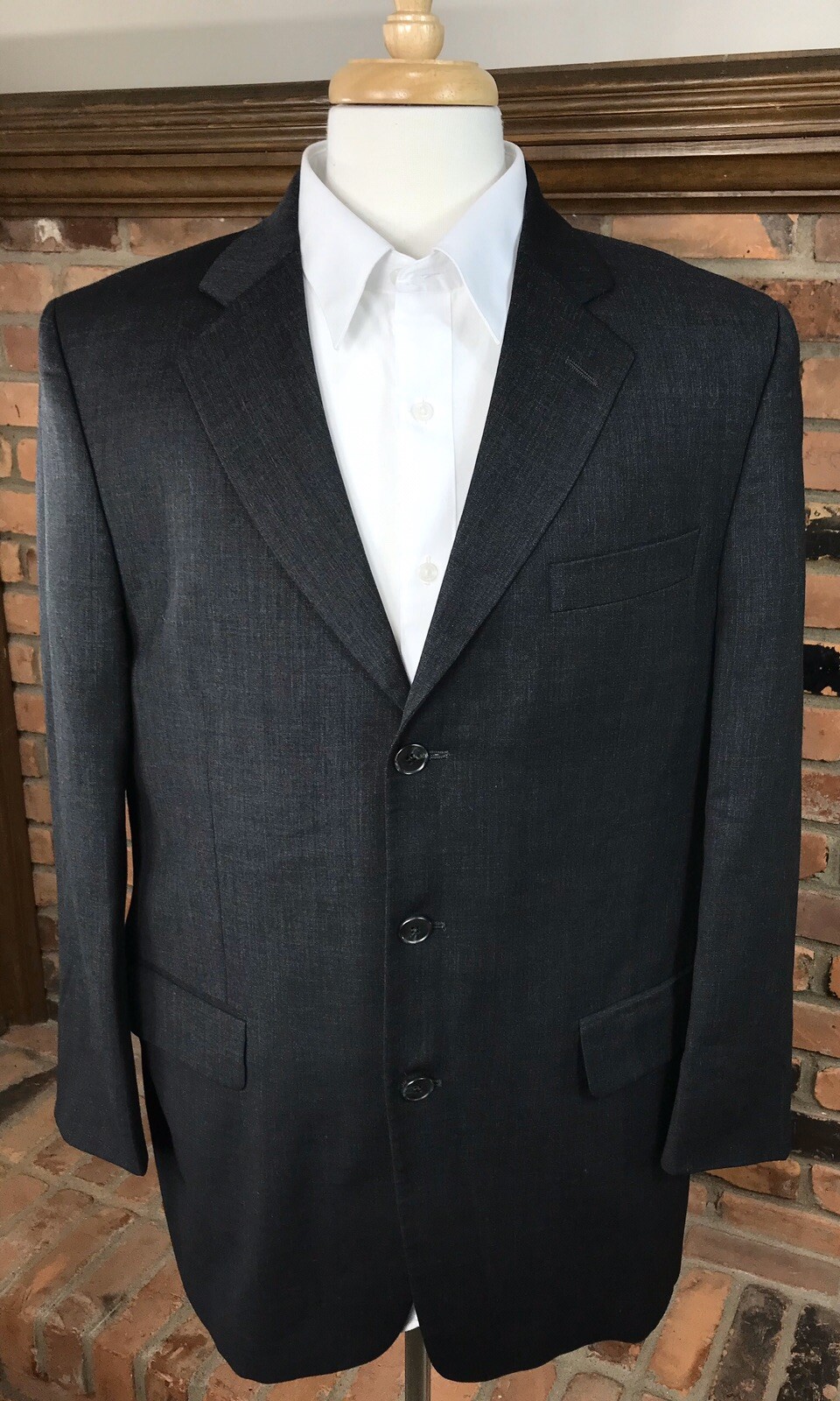 FILA Giacca blazer Savile Row ORO lana 42R cappotto sportivo 3 Btn senza ventilazione grigio ardesia