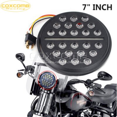 7 H4 LED Headlight Headlamp DRL Halo Skull Fits Motorcycle Harley 7 H4 LED Headlight Headlamp DRL Halo Skull Fits Motorcycle Harley