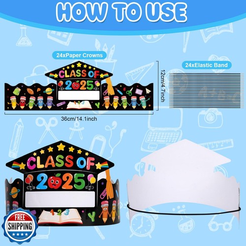 Hedeey 24 Pack Kindergarten Graduation Cap Paper Adjustable Preschool Graduat - Picture 2 of 5