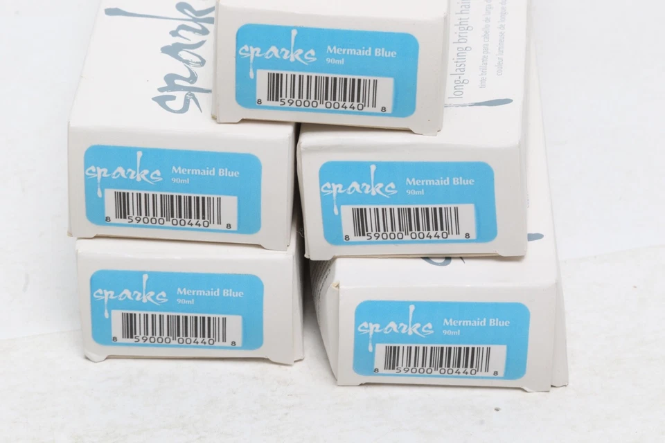 5 упаковок искр ДОЛГОВЕЧНЫЙ яркий цвет волос, РУСАЛОЧНЫЙ СИНИЙ 3 жидких унц - Изображение 2 из 2