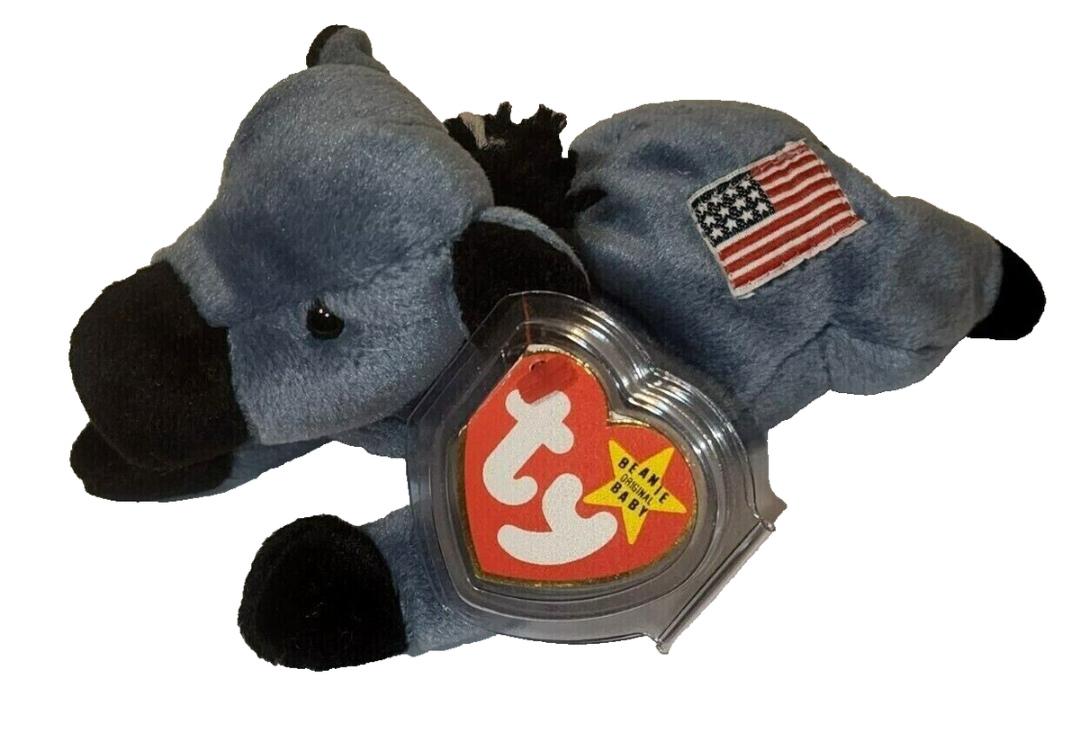 Ty Beanie Baby LEFTY Donkey (Original Release - 4th Gen Hang Tag