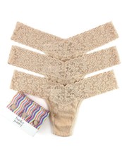 Tangas de tiro bajo de encaje Hanky Panky Signature, CHAI, paquete de 3 - 49113PK CHAI