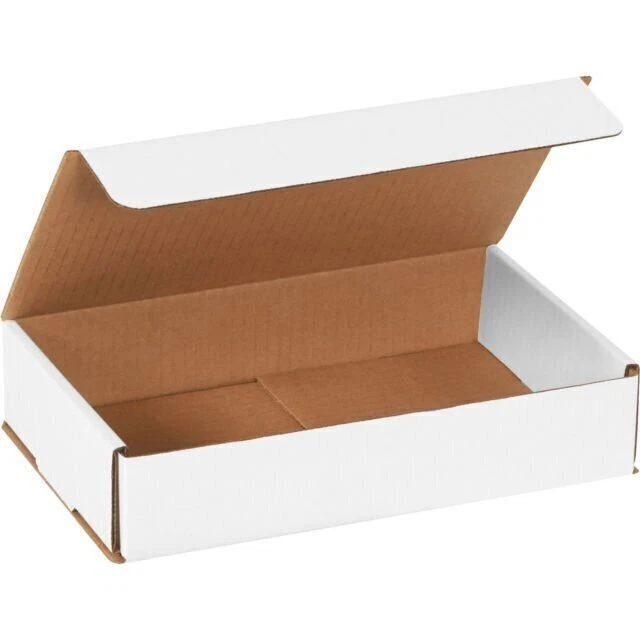 50 10" x 6" x 2" White Corrugated Mailers Die Cut Tuck Flap Boxes Free Shipping - Image 2 of 2