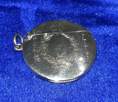 Antike seltene große runde Sterling Silber Vesta Edwardian Birmingham 1906