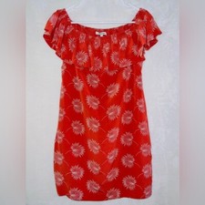 Madewell Red Rust Silk Off The Shoulder Mini Dress size small