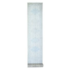 2'8" x 20'5" White Wash Peshawar Wool Hand Knotted XL Runner Oriental Rug R73729