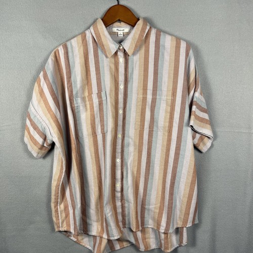 Madewell Haut de Courrier Femme Grandes Poches Rayées Coton Boxy Doux