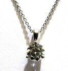 14k white gold .40ct I1 J round diamond pendant necklace 1.5g estate 18" — photo 2