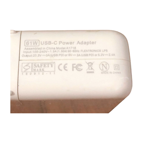 Original 61W USB-C AC Adapter Charger for Apple MacBook Pro 13" A1718 - Picture 2 of 3