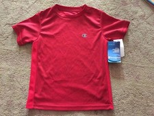 Champion Boy  s Red Short Sleeve Logo T-Shirt 100 Polyester, Size 5-NWT