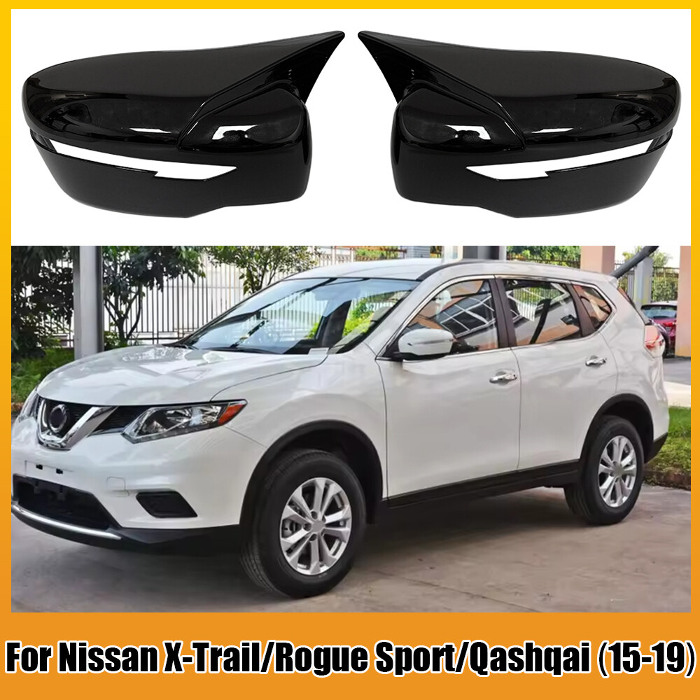 Gloss Black Mirror Cover Caps For 2015-2019 Nissan X-Trail/Rogue Sport/Qashqai