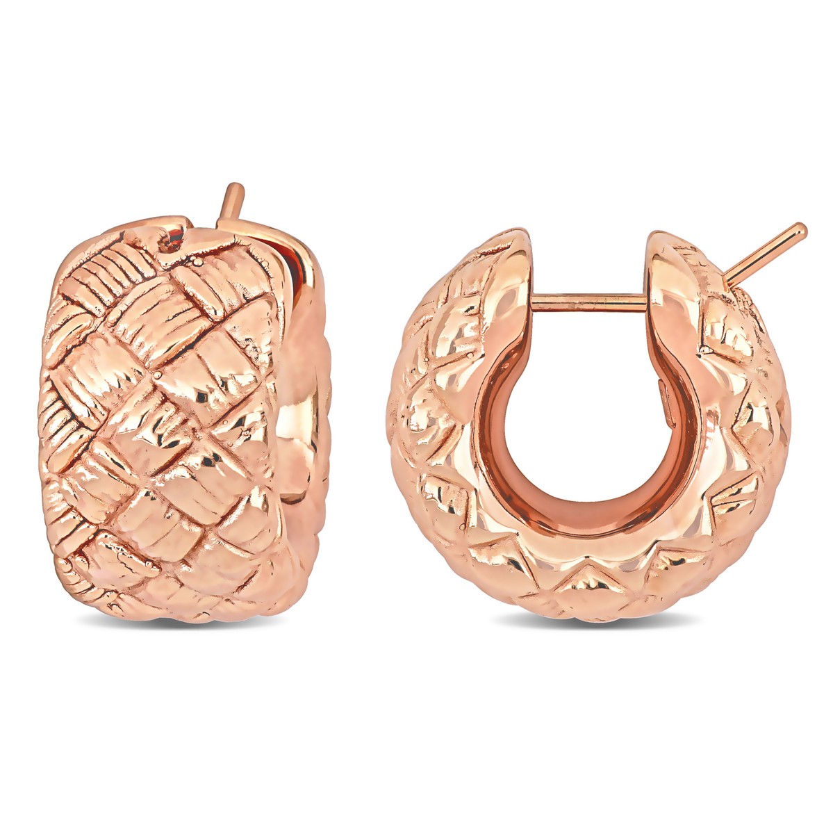 Amour 14k Rose Gold 21mm Lattice-Style Hoop Earrings | eBay