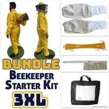 3XL Jawadis Bee Suit Bundle -Gloves, Hive Tool & Brush | Removable Veil | Yellow