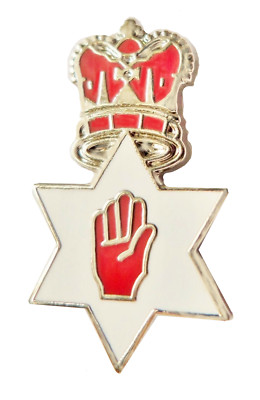Red Hand Within A Six Pointed Star & Crown Cut Out Orange Order Pin Badge