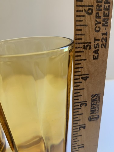 Vtg Amber Glasses Set 8 Paneled Optic 10 Ounce MCM Cocktail Barware 5” - Picture 11 of 12