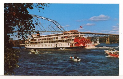 The SS DELTA QUEEN Fights Her Way up the Mississippi River Paddle Boat Postcard