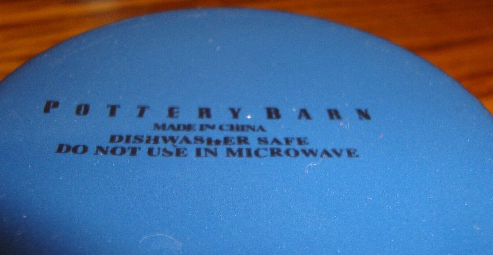 Set 2 POTTERY BARN Metal Enamel Bowls 6" Cereal Soup~Navy Blue/Silver Rim    Box - Image 4 of 4