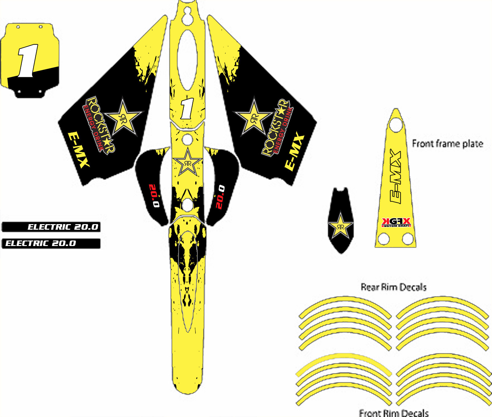 Graphics Kit Rock Wrap OSET 20.0 20.0R 2015 Decals Sticker MX Electric Bike Star KGFX graphics kit