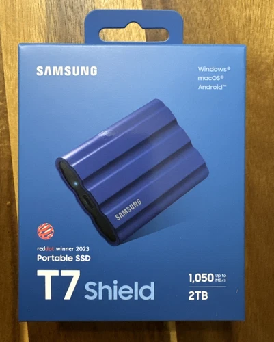 Samsung T7 Shield 2TB External USB 3.2 Gen2 Rugged SSD IP65 Water Resistant Blue