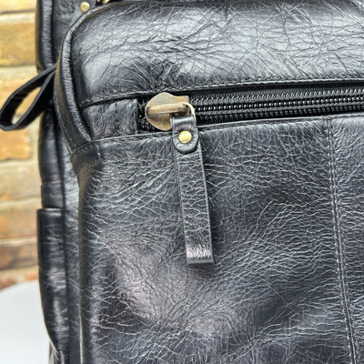 Chaps Ralph Lauren Genuine Leather Laptop Bag Backpack Black WITH