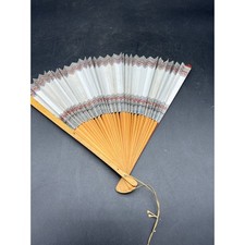 Vintage Bamboo and Printed Paper Folding Fan