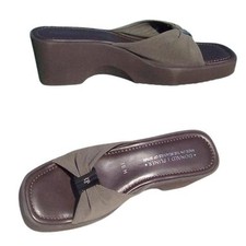 Donald Pliner Taupe Mesh Sandal Wedge Shoe New Flexible Non Slip Sole 220 NIB