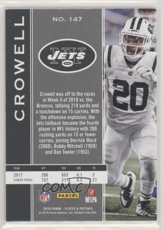 2018 Panini Plates & Patches /99 Isaiah Crowell #147 - Image 2 of 2