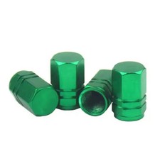 4x Alu Ventilkappen Grün | Hexagon | Universal | Auto Motorrad Fahrrad