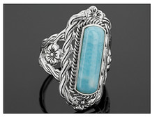 CABOCHON LARIMAR STERLINGSILBER RINGGRÖSSE 6