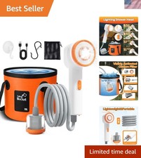 Outdoor Camping Shower Set: 5 Gallon Bucket, LED Head Immersion Heater