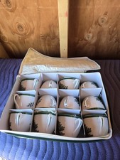 Set Of 12 Vintage Spode Christmas Tree Tea Cups England S3324-V With Case