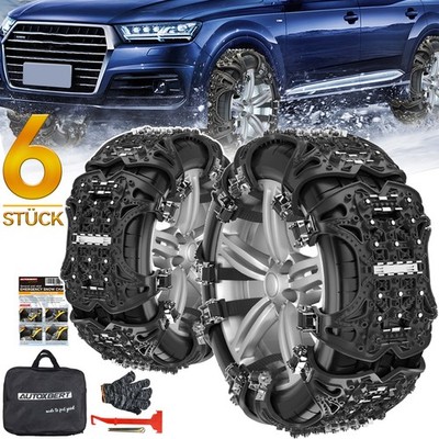 6 PCS Snow Tyre Chain for Car Truck SUV Emergency Anti-Skid Winter Driving Belt;