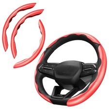 3 Piece Carbon Fiber Steering Wheel Cover, Car Steering Wheel Cover for Men/W...