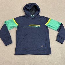 Russell Hoodie Sweatshirt Boys Large 10-12 Blue Cove Heather Dri-Power 360 Youth