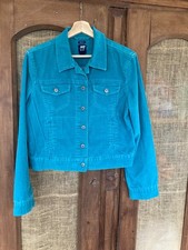 Vintage Y2K GAP Large Corduroy Trucker Jacket Teal Green Stretch