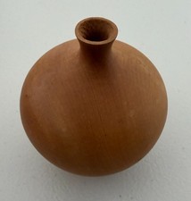 Vintage MCM Hand Turned Wood Grain Bud Vase small