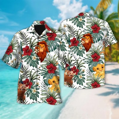 Disney The Lion King Simba, Nala, Pumbaa Animal Summer Aloha Hawaiian Shirt