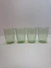 Set Of 4 Vintage Deco Glass Green Hex Honeycomb Optic Tumblers